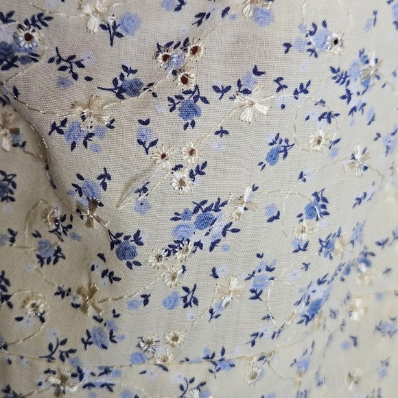 Mandee Vintage Y2K 90s Eyelet Yellow Floral Sundress Cottagecore Short Dress M - Picture 4 of 9